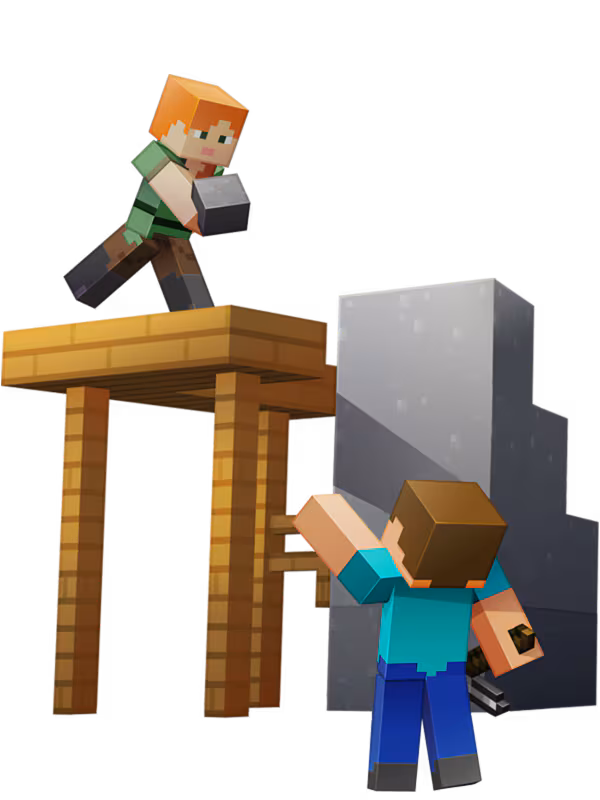 Steve and Alex constructing a shared build at night